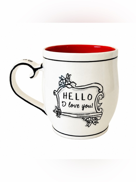Anthropologie Other - Anthropologie Katie Mandy Hello I Love You Red Stripe Mug 14 Oz